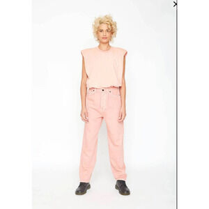 Free People v. Sandrine Rose Wide Leg High Rise Embroidered Pink Pants - 28